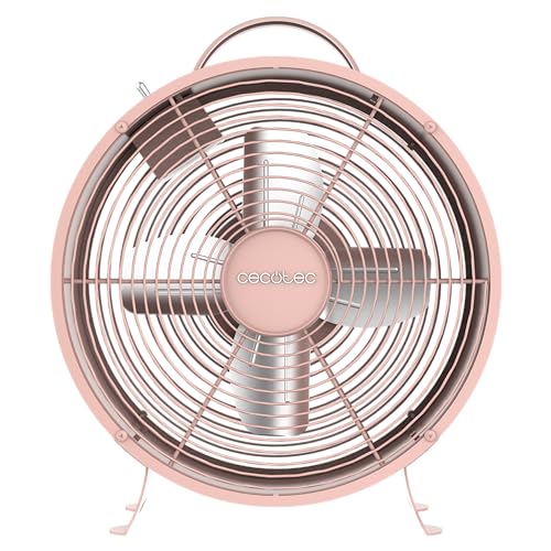 Cecotec Ventilador de Sobremesa EnergySilence 400 RetroDesk Pink. 25W de Potencia, 8 Pulgadas, 4...
