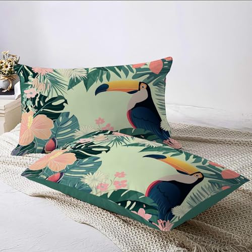 Parure housse couette toucan finie la couette qui glisse grâce au zip 140x200 - 6