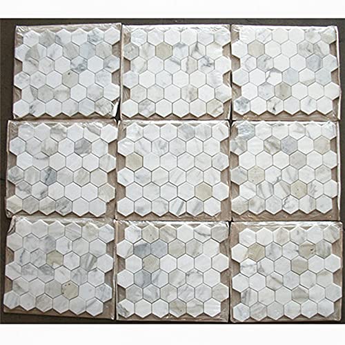 Stone Center Online Calacatta Gold Marble 2 Inch Hexagon Mosaic Tile Polished Kitchen Bath Wall Floor Backsplash Shower (1 Sheet) #TOP2