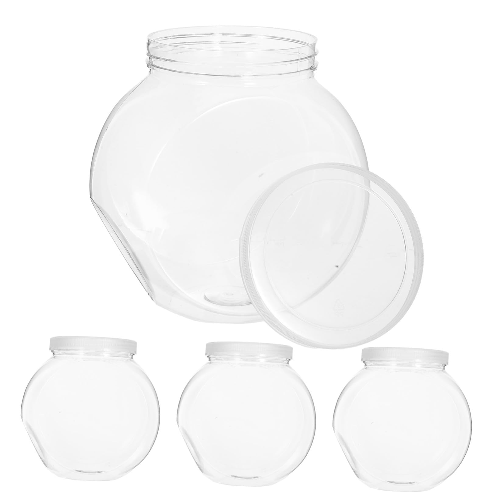 Bocaux ronds transparents plastique avec couvercles pour snacks et cuisine