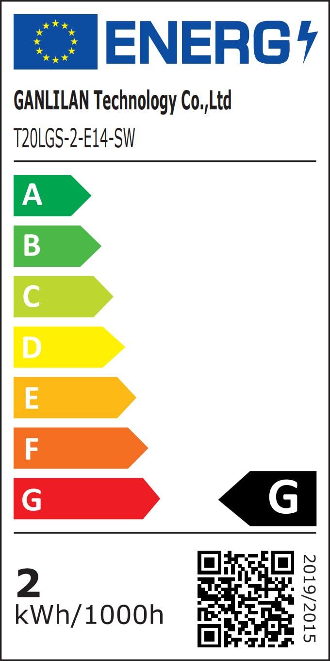 Genixgreen 2W Dekoracyjne żarówki LED, T20/T6 E14 Candelabra Filexible Base Fliament LED super szkło ciepłe białe bursztyn 2200K rurowy wisiorek oświetlenie 20W ekwiwalent 6 opakowań nie ściemnialne
