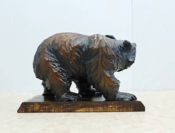 Amazon.co.jp: 木工工芸品｜木彫りの熊 土台付き｜ 和風置物
