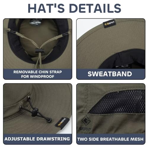 Image of Fishing Hat for Mens Sun Hat Wide Brim Bucket Hat SPF UV Protection XL XXL Large Size Big Head Hiking Beach Safari