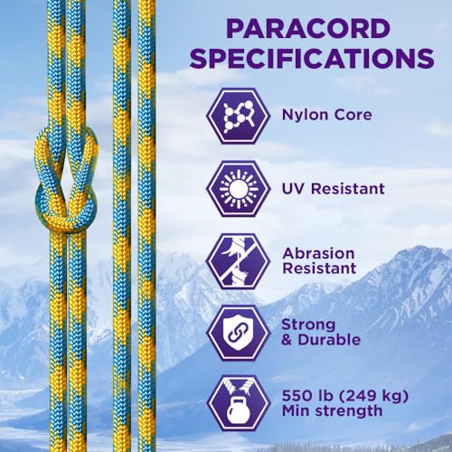 Image of TECEUM Reflective Paracord Rope 1000 - 1000ft /200ft /100ft /50ft - 40+ Colors - Glow in the Dark - para Cord - Utility Rope for Survival, Hunting & Camping Gear - Nylon String, Camping Rope, Tent Cord