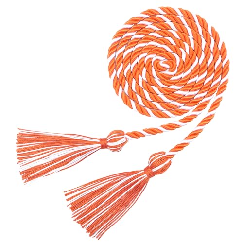 Lxzyu Graduation Cords,Honor Cords Graduation 2026,Cord for Graduation 2026 with Tassels for Grad Students Bachelor Gown Master Doctoral 67" Long Orange and White Graduation Cord