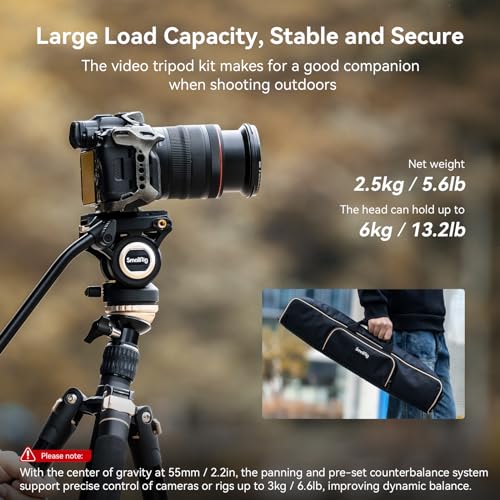 Image of SmallRig 75 inch / 192cm Video Tripod with ±15 Leveling Base Fluid Head CT210