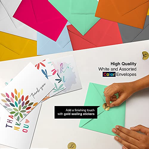 Dessie 100 Unique Thank You Cards Bulk - Blank Note Cards With 100 Different, Colorful Designs, No Repetition. Colorful Envelopes, Gold Seals And Sturdy Storage Box. #TOP5