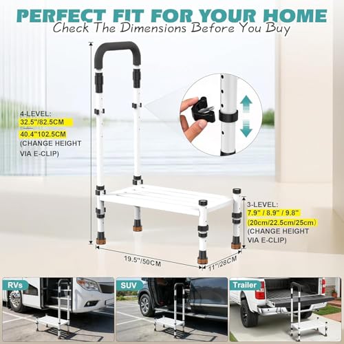 Adjustable Height Car Step Stool with Handrail for RV, SUV & Truck - 4 Legs & Handrail Height Adjustable, Heavy Duty 800 lbs Capacity, Non-Slip Safety Step Assist for Elderly, Seniors & Mobility Aid by Support Way - Used condition - Image 2