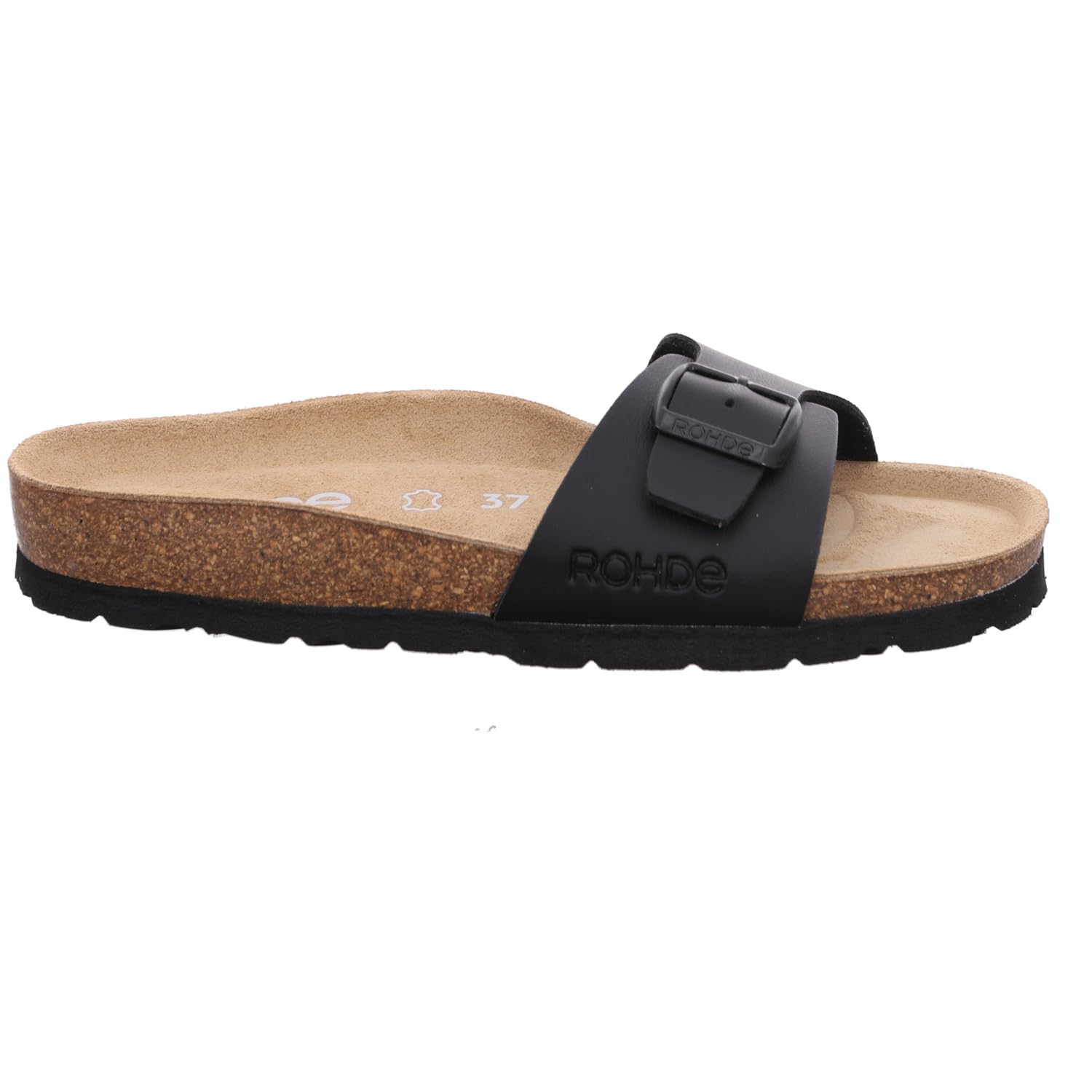 Rohde Alba Women's Classic Sandals, Mules, Summer Shoes, Slippers, Cork Footbed, Black (Black 90), 7 UK