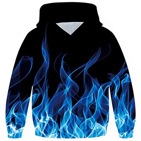 Goodstoworld Kids Boys Girls 3D Flame Print Fleece Pullover Hoodies Sweatshirt with Kangaroo Pocket for 3-16 Years Cover