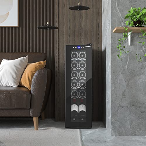 Costway 10 Wine Cooler, 12-Bottle Refrigerator with Digital Control