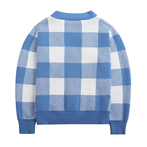 Sooxiwood Little Boys Cardigan Sweater Plaid Buttons VNeck Size 7T