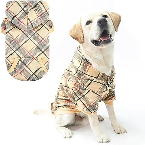 EXPAWLORER Plaid Dog Hoodie with Pocket Cover