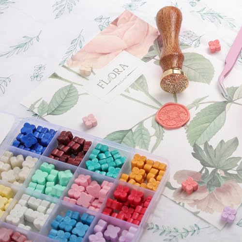 Flowers Wax Seal Stamp, Floral Sealing Wax Stamp Deeply Engrave 6 Flowers for Decoration Envelopes Letters Gift Cards Christmas New Year (Flower Stamp) - Thumbnail 5