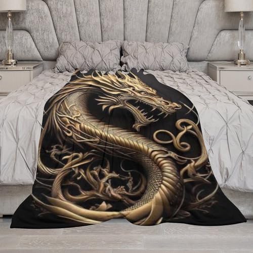 Manta de forro polar de dragón para tardes de sofá y cama cálida 7