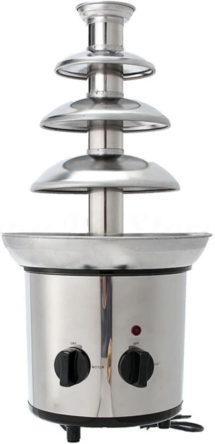 ASerZenith Chocolate Fondue Fountain, 4 Tiers Chocolate Fountain, Stainless Steel Chocolate Fondue Fountain, Quickly And Directly Melt Chocolate, Perfect For Nacho Cheese, Bbq Sauce, Ranch