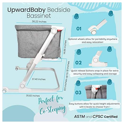 Baby Bassinet Bedside Co Sleeper - UpwardBaby Newborn and Infants Portable Travel Crib Bed - 2 Bassinet Sheets Included