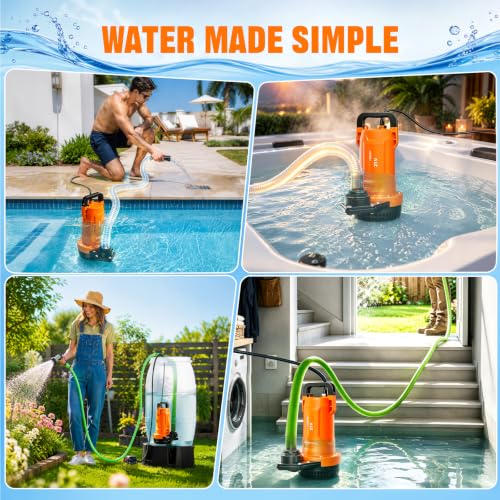 1 HP Cordless Submersible Utility Pump for DEWALT 20V Battery, 2113 GPH by Fogera - Used condition - Image 9