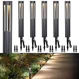 LEONLITE Low Voltage Path Lights, 3W LED Landscape Pathway Lights, Outdoor Landscape Lighting for Driveway, Garden, Aluminum, 12-24V AC/DC, ETL, IP65 Waterproof, 3000K Warm White, Black, Pack of 6