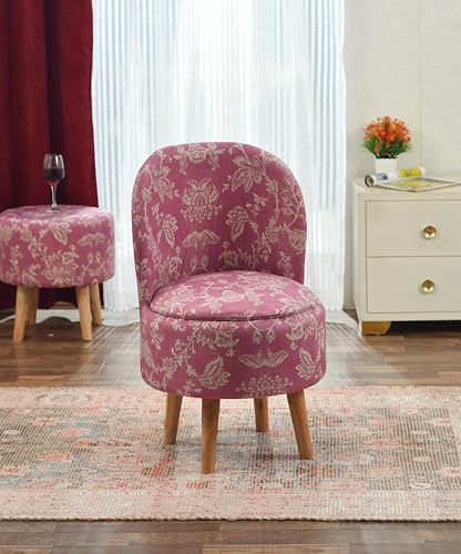 Image of SR Ottoman Chair Pouffes Stool for Living Room Mudda Sitting Furniture Footrest Seat Pouffe Puffy Foam Stool Printed Pouffes for Sitting Foot Rest, (18x32 Inch, Pink)