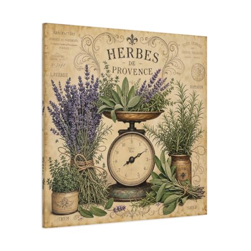 Nature Herbs Vintage Canvas Print 90x90 cm tableau carré