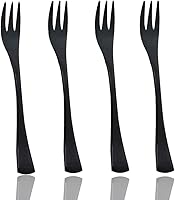 Vista 4 de JASHII 18/10 acero inoxidable 6 piezas espejo pulido negro filete fruta tenedor negro servidor set 14CM