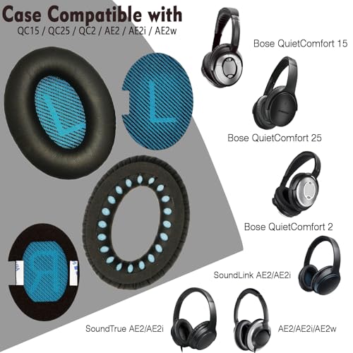 Almohadillas de cuero protein para auriculares Bose, repuesto premium compatible con Bose QC15 QC25 QC2 Ae2 Ae2i Ae2w/SoundTrue y SoundLink Around-Ear miniatura 2