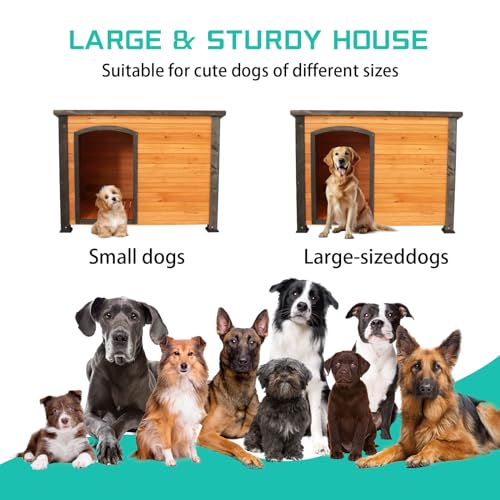 Liyahuia WCM20221007D Large Wooden Dog House Outdoor Weatherproof Dog Houses For Large Dogs Outside Indoor Doghouse Large Breed Dog Kennel For Winter With Raised Feet thumb #2
