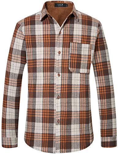 SSLR Flannel Shirt for Men, Long Sleeve Button Down Shirt