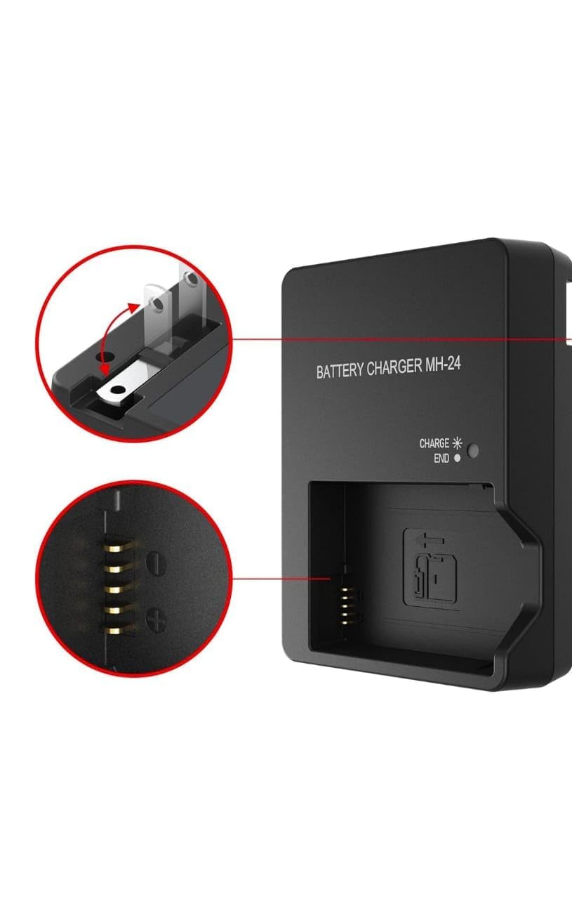 MICROUSB for use with Nik@on MH-24 Wall Battery Charger for: EN-EL14 EN-EL14A D3100 D3200 D3400 D3300 D3500 D5100 D5200 D5300 D5600 D5500 Df DSLR Coolpix P7000 P7100 P7700 Digital SLR Cameras, 1Pc 1