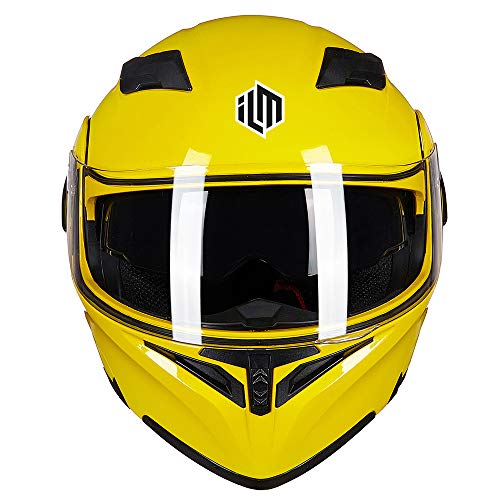 Ilm Motorcycle Dual Visor Flip Up Modular Full Face Helmet (Xl, Yellow) And Ski Balaclava Face Mask #TOP3