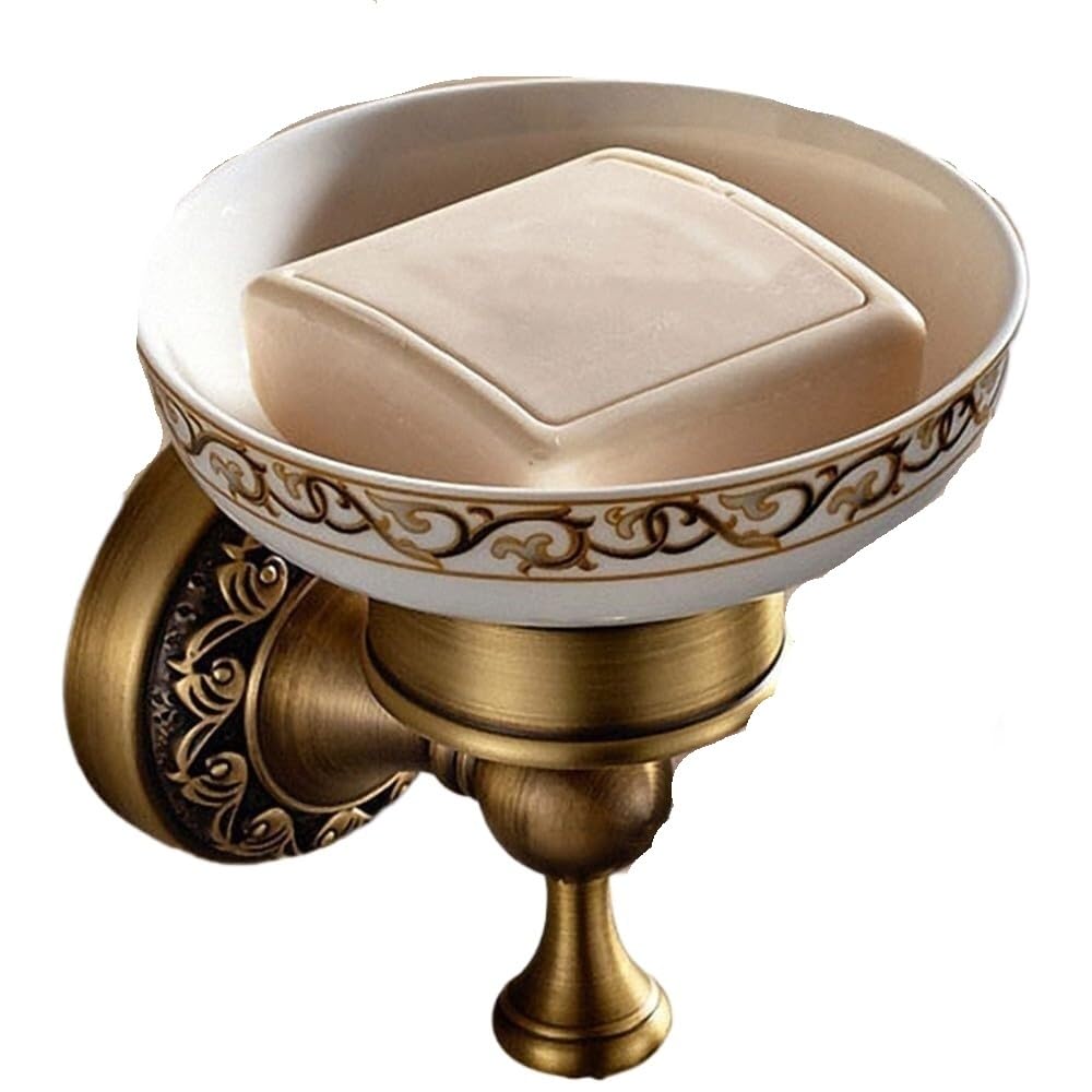 Soap Dishes, Antique Brass Carved Towel Paper Holder Rack Bathroom Accessories,Robe Hook(Soap Dish)