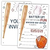 AWSICE Baseball Birthday Invitations, 20 Invite Cards with Envelopes, Sports Double-Sided Fill-In Invite Cards For Birthday Party，Boys, Girls, Kids, Teen-D14
