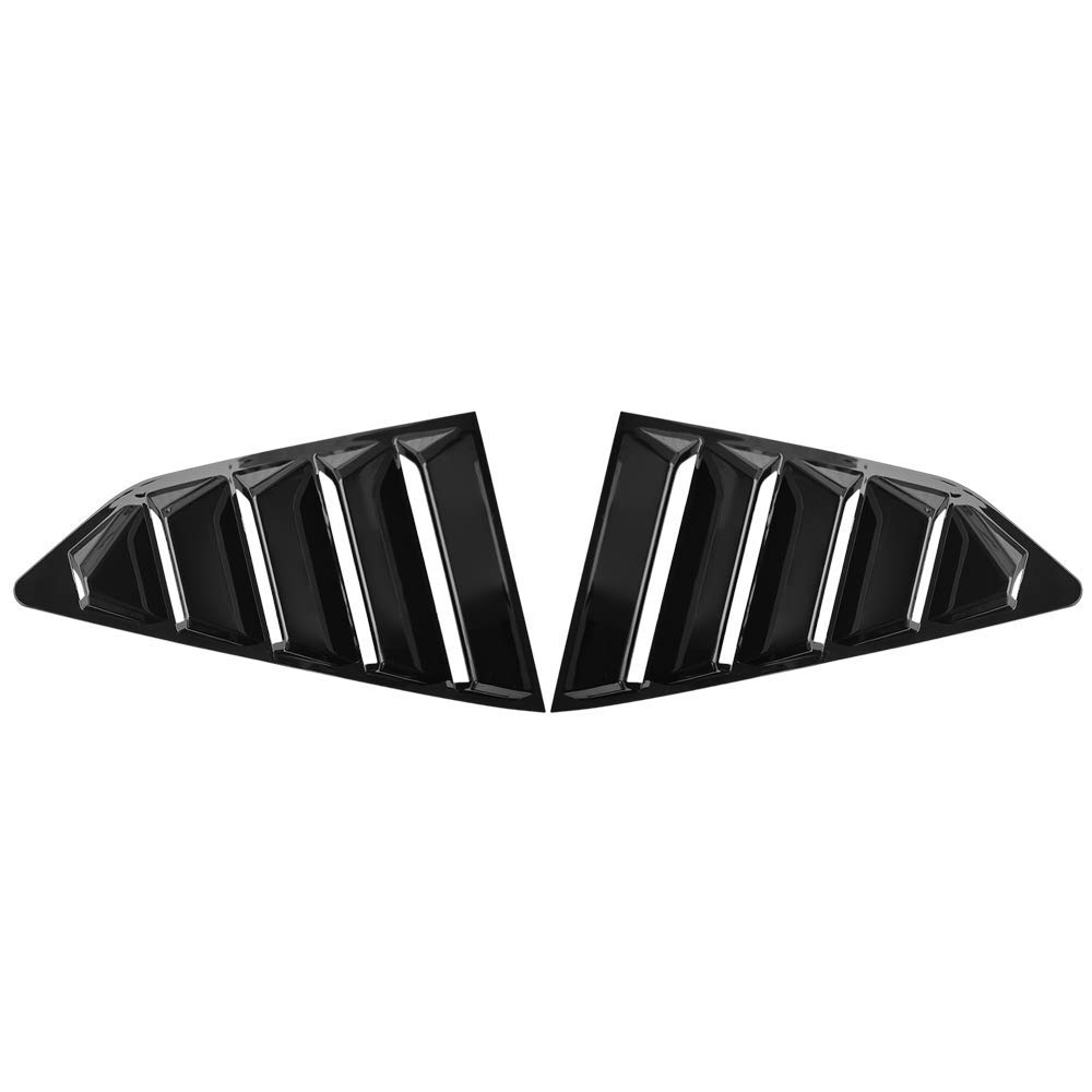 IKON MOTORSPORTS, Window Louver Compatible with 2016-2024 Chevy Camaro, Gloss Black Window Visor Guards Sun Shade Cover Rain Sun Windshield Louvers, 2017 2018 2019