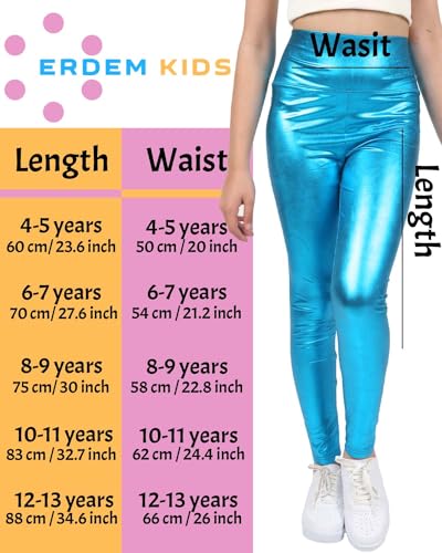 Girls Metallic High Waisted Lenggings Shiny Sparkly Strech Yoga Dance Running Workout Tights for Teen School2