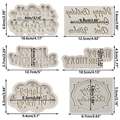Sijiangmold Happy Birthday Silicone Molds Birthday Alphabet Fondant Silicone Mold Chocolate Molds Letters Silicone Fondant Cake Molds For Cake Decorating Cupcake Topper Polymer Clay Set Of 6 #TOP1