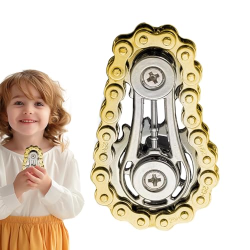 Spinner Engranaje Cadena Anti-Estrés | Cadena Spinner Juguete Antiestrés para Dedos,Gadget Sensorial para Aliviar El Aburrimiento En Adolescentes Niños Adultos Hombres Y Regalos