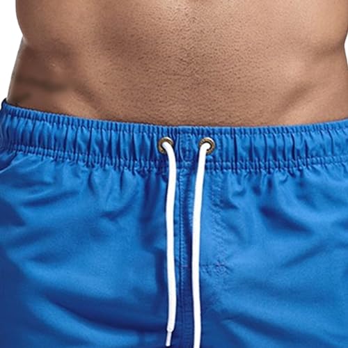 JEsilunmaMY Men's Solid Color Swim Trunks Quick Drying Beach Shorts with Pockets Casual Straight Swimwear Running Shorts2
