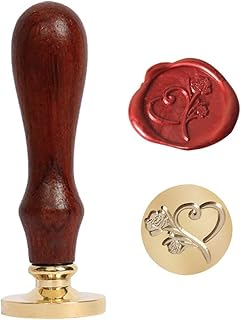 Sinete para lacres e selos de cera, sinete clichê (coraçao com rosa)