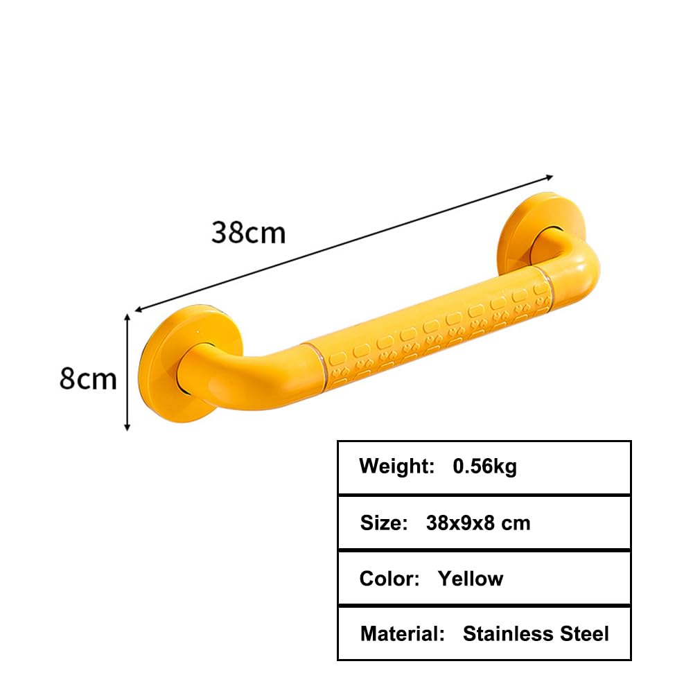 Asidero antideslizante de baño de acero inoxidable Barra de seguridad para ducha apta para personas mayores niños discapacitados y embarazadas Agarradera para bañera inodoro (Amarillo, 78 cm)
