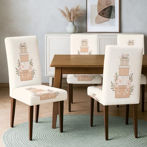 Housses de chaise de salle à manger (lot de 4) en élasthanne extensible, couleur unie lavable