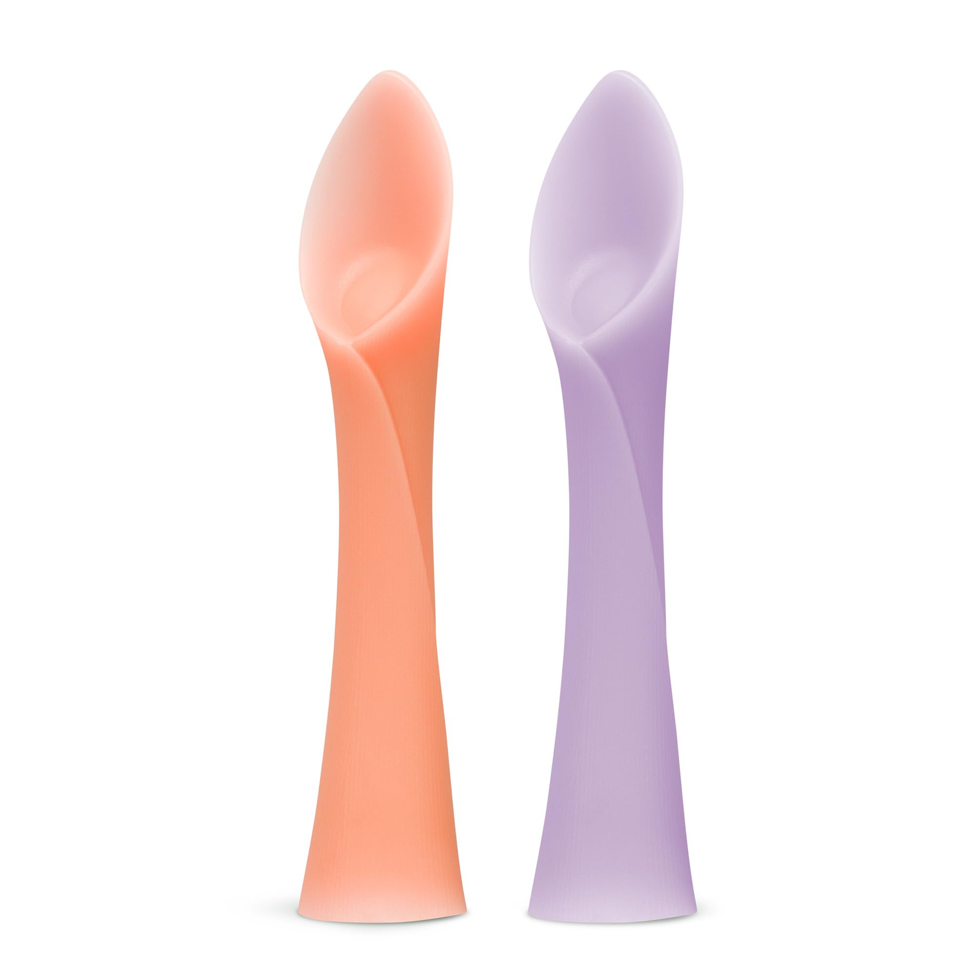 100% Silicone Soft-Tip Training Spoon for Baby Led Weaning 2pack (Coral/Lilac)