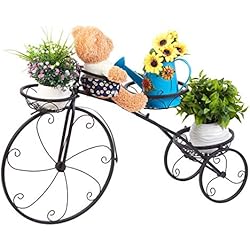 Estanteria Forja Jardin unho Estanterias para Macetas de Bicicleta Decorativa, Soporte Macetas de Metal Soporte Plantas con 3 Estantes Estanterias Plantas Exterior Interior Jardín Balcón Patio 79,5 x 52cm