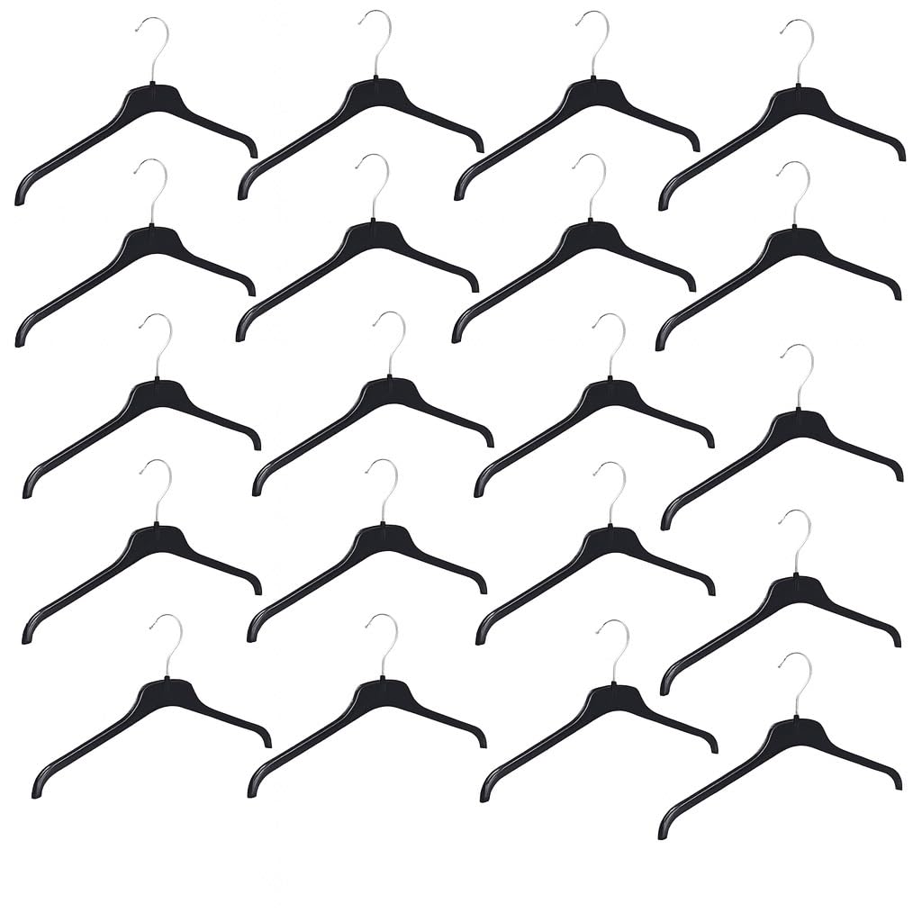 Zarviczonia Premium Clothes Hanger, Heavy-Duty Black Plastic Coat Hangers with Notches – 45cm (17.5 inches) Strong, Durable, and Space-Saving for Adult Clothing Storage (20)