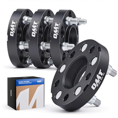 Image of OMT 5x4.5 Wheel Spacers with 70.5mm Center Hub Bore, Set of 4 | 1 Inch Hubcentric Wheel Spacers with M14x1.5 Studs Compatible with 2015-2022 Ford Mustang EcoBoost 2020-2022 Explorer