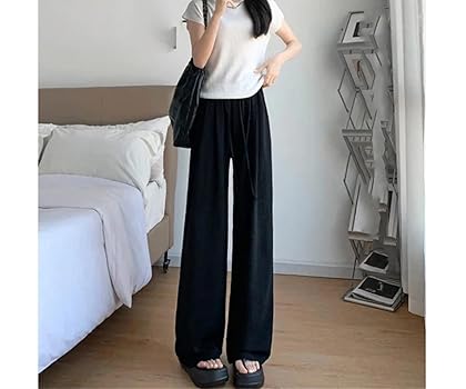 【I AM MARI】Summer Easy Fit Banding Straight Slacks Pants Marlene Wide Leg Pants - Heather Lake – Sonderlier