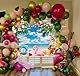 Sommer-Hintergrund für hawaiianische Strand, tropische Blumen, blauer Himmel, Ozean, Luau, Palmen, Surfbrett, Flamingo, Fotografie, Hintergrund, Aloha, Urlaub, Geburtstag, Dekorationen, Hintergrund