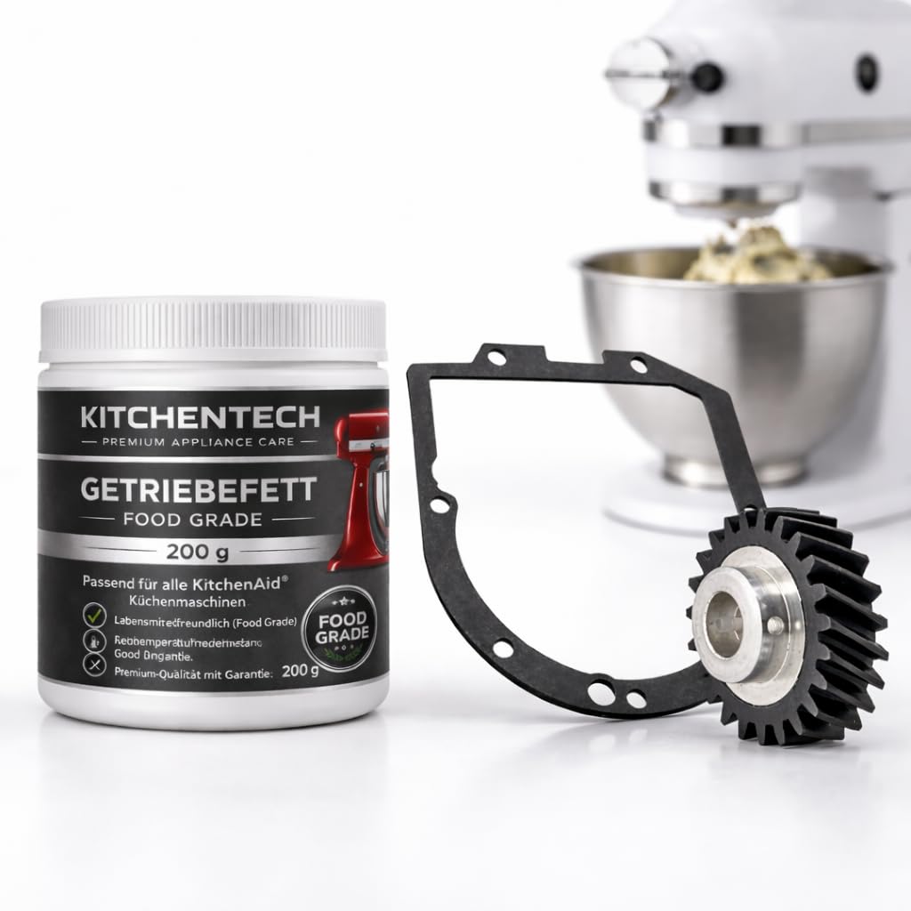 Kit de réparation pour KitchenAid robot de cuisine - Graisse de transmission 200 g + joint de transmission + roue dentée d'entraînement - Entretien et réparation compatibles avec Artisan