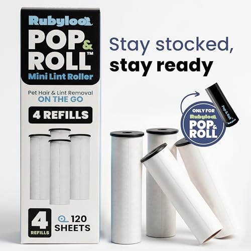 Image of Mini Lint Roller for Pet Hair 4 Refills Pack - Replacement Rolls Compatible Only with Pop & Roll Retractable Travel Lint Roller, Sticky Dog & Cat Hair Remover for Clothes