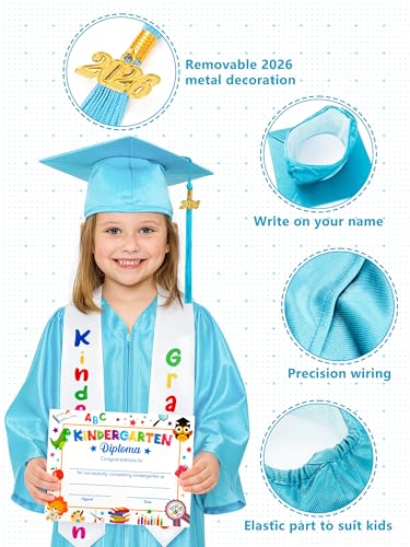 Image of QZYL Kindergarten Graduation Cap and Gown Set, 2026 Congrats Grad Outfit with Tassel & Certificate for Kindergarten